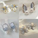 Elegant Floral & Pearl Earring Set