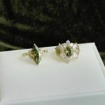 Olive Green Zircon Luxury Statement Earrings Set - Image 2