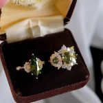 Olive Green Zircon Luxury Statement Earrings Set