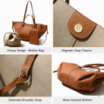 Premium Soft Leather Tote Bag with Inner Pouch - Image 3