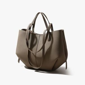 Premium Soft Leather Tote Bag with Inner Pouch