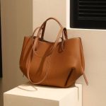 Premium Soft Leather Tote Bag with Inner Pouch - Image 6