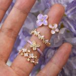 Purple Floral & Butterfly Adjustable Ring Set (4 Pcs) - Image 2