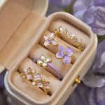 Purple Floral & Butterfly Adjustable Ring Set (4 Pcs)
