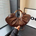 Elegant Ruched Ring Handle Shoulder Bag