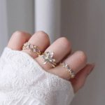 Floral & Crystal Adjustable Ring Set – 3 Pcs - Image 2