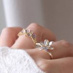 Floral & Crystal Adjustable Ring Set – 3 Pcs - Image 5